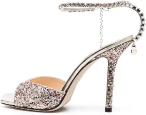 Arqa Rhinestone Ankle Strap Heeled Sandals Peep Toe Sparkly High Heels Slingback Stiletto Heels Wedding Pumps