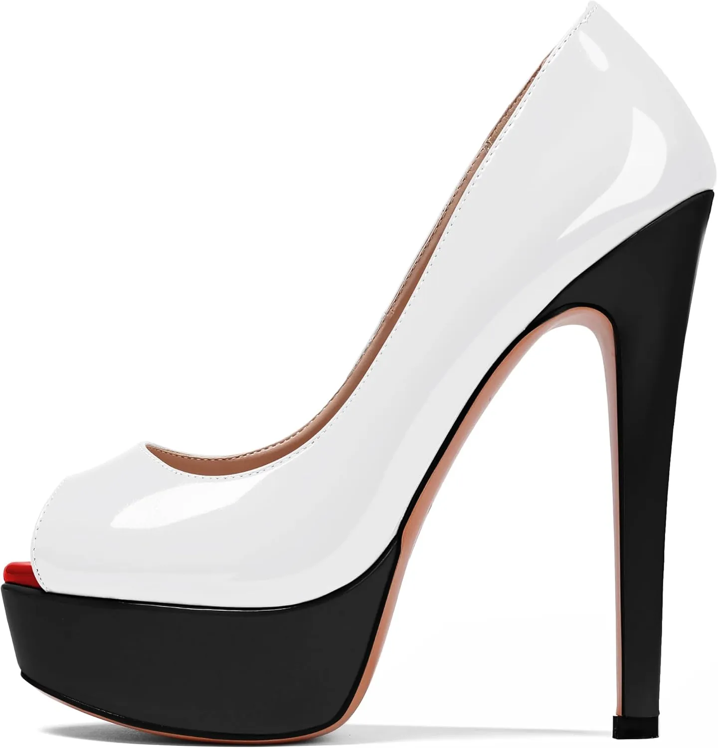 AUMOTED Women's Platform Pumps Peep Toe Stiletto Slip On Sexy High Heels Dress Wedding Party Shoes