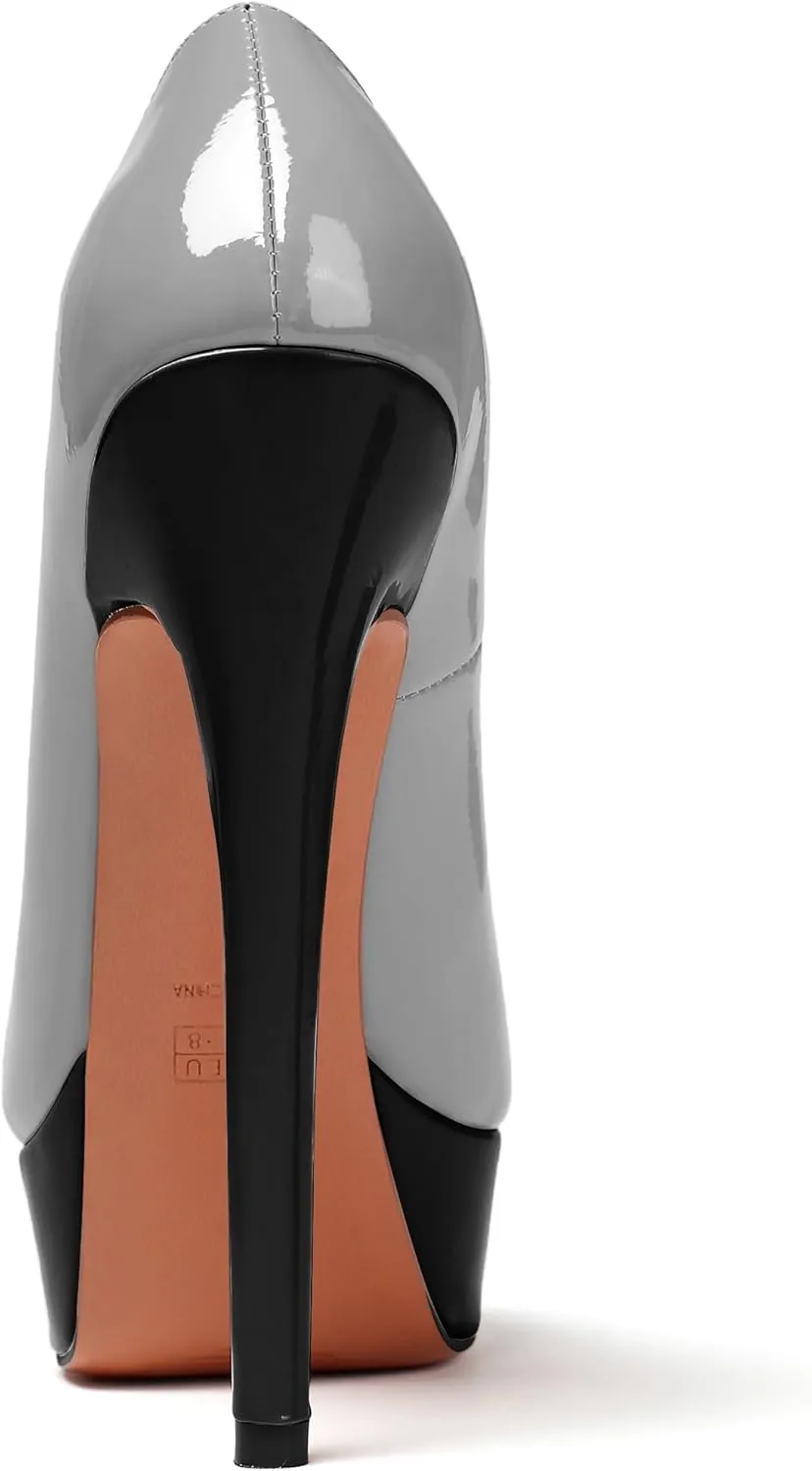AUMOTED Women's Platform Pumps Peep Toe Stiletto Slip On Sexy High Heels Dress Wedding Party Shoes