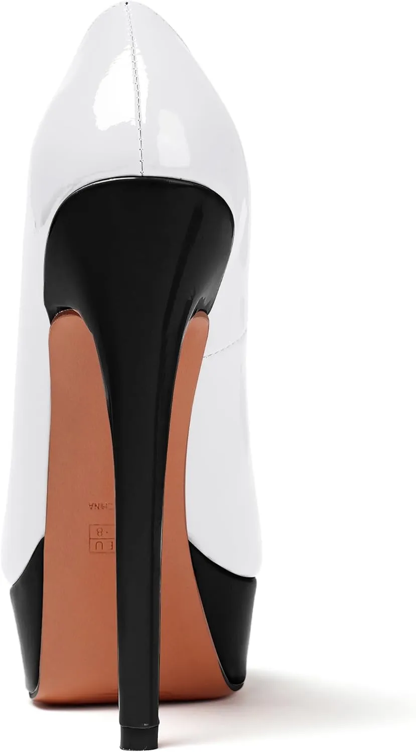 AUMOTED Women's Platform Pumps Peep Toe Stiletto Slip On Sexy High Heels Dress Wedding Party Shoes