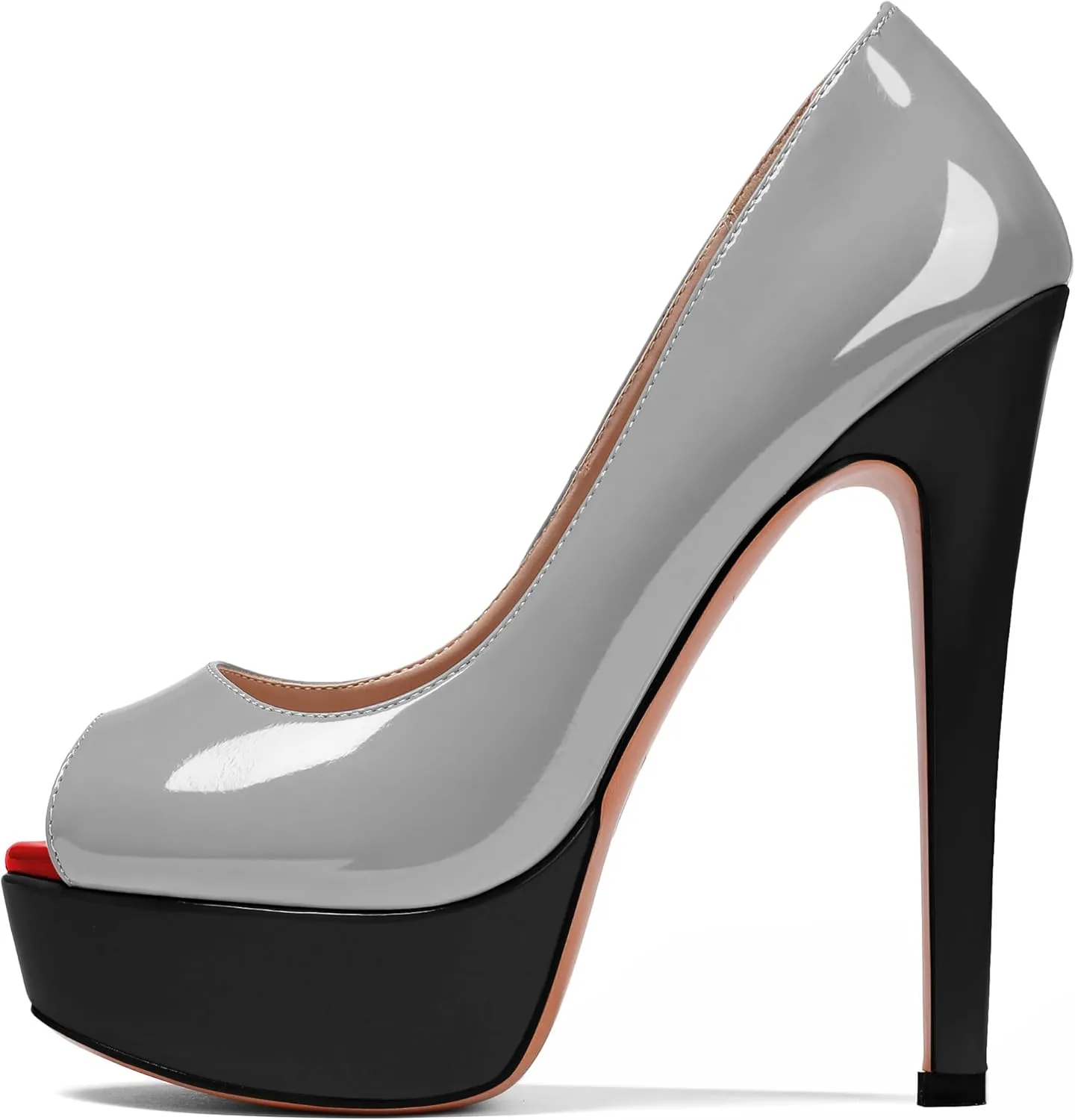 AUMOTED Women's Platform Pumps Peep Toe Stiletto Slip On Sexy High Heels Dress Wedding Party Shoes