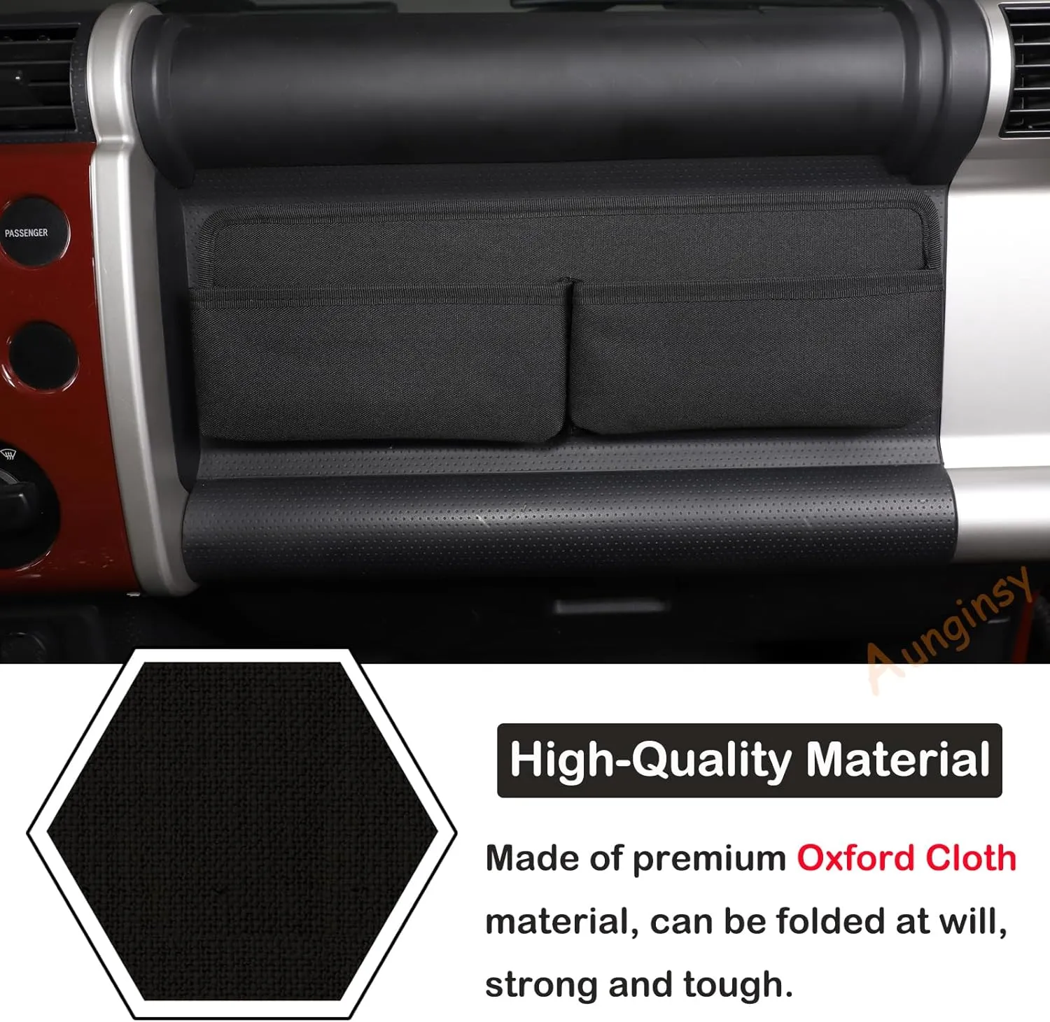 Aunginsy Car Passenger Storage Tray Organizer Compatible with Toyota FJ Cruiser 2007-2024 Auto Center Console Organizer Storage Bag Co-Pilot Multifunctional Portable Storage Bag Expansion Accessories