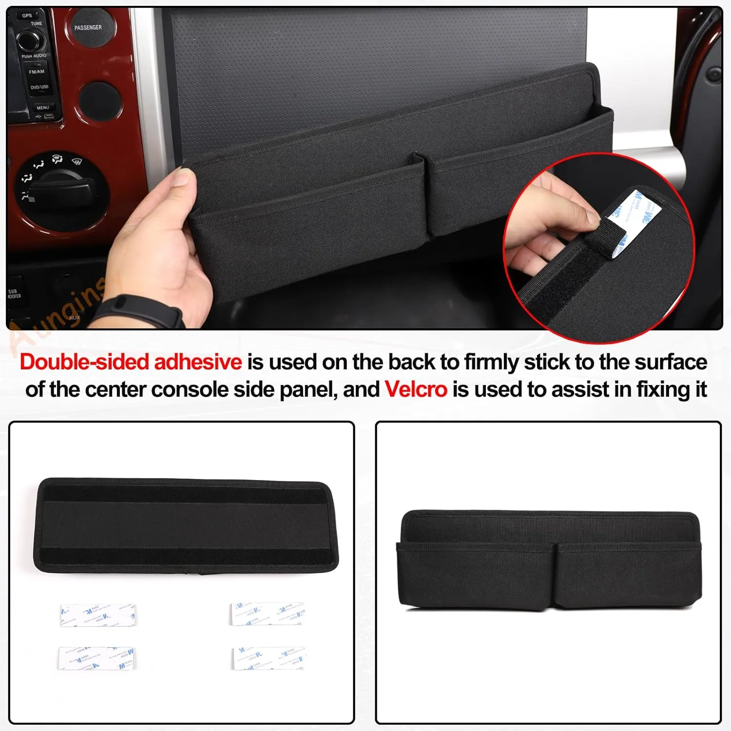 Aunginsy Car Passenger Storage Tray Organizer Compatible with Toyota FJ Cruiser 2007-2024 Auto Center Console Organizer Storage Bag Co-Pilot Multifunctional Portable Storage Bag Expansion Accessories