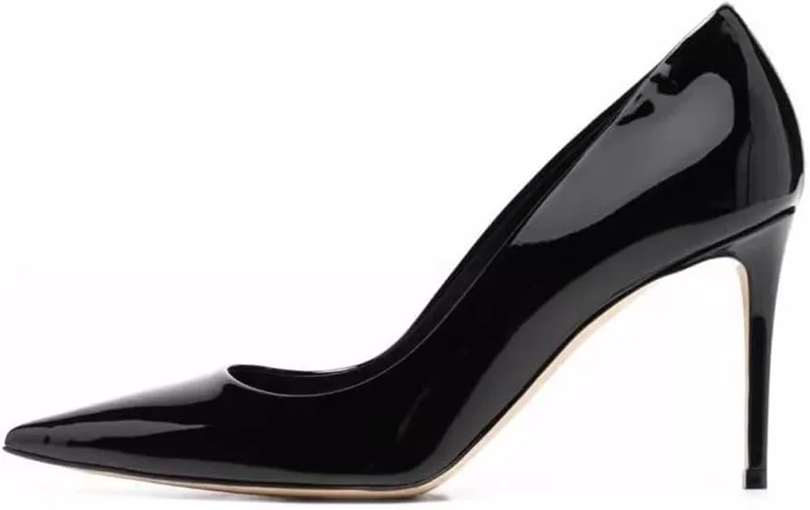 Autumn Black Suede Shoes high Heels Pointed Toe Pink Burgundy Leather Pumps Slip on Stiletto Heels Sheepskin Lining Party Prom Evening Dance Shoes for Women 3.9 Inches