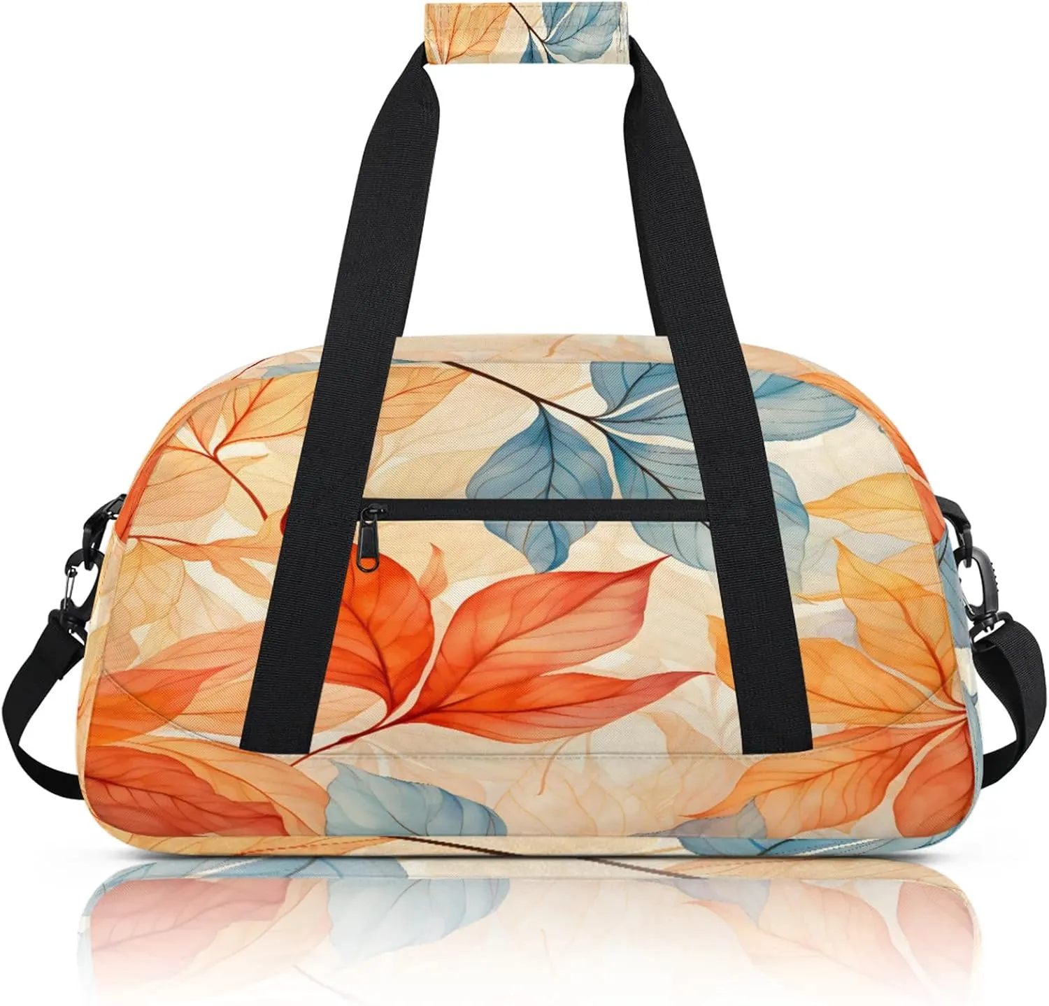 Autumn Fall Leaves Small Gym Bag 18 inch Carry On Duffel Bag for Weekender Travel Sports Workout Yoga Gymnastics Dance Ballet