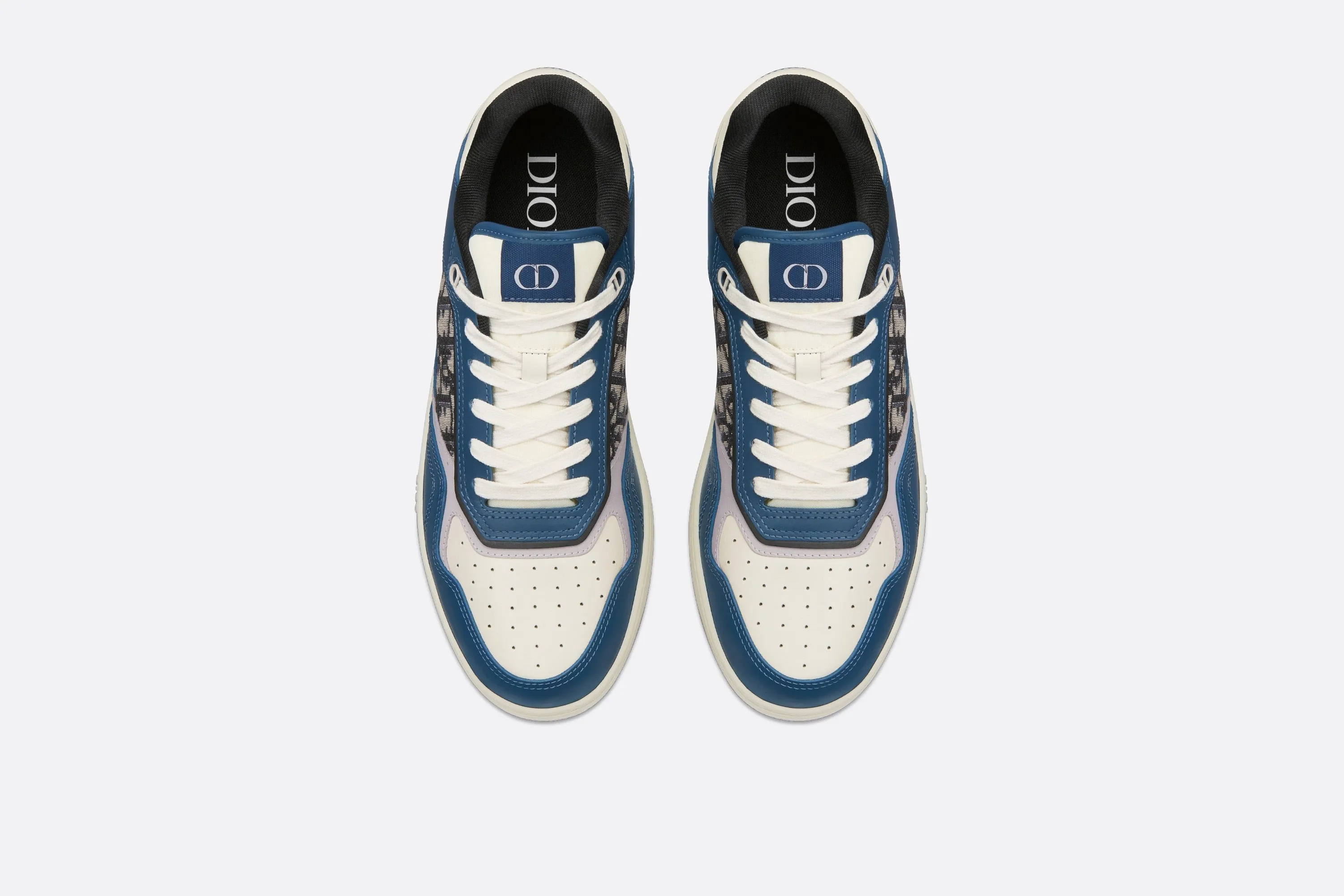 B27 Low-Top Sneaker • Blue, Cream and Dior Gray Smooth Calfskin with Beige and Black Dior Oblique Jacquard