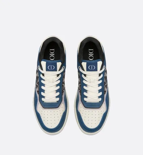 B27 Low-Top Sneaker • Blue, Cream and Dior Gray Smooth Calfskin with Beige and Black Dior Oblique Jacquard