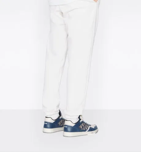 B27 Low-Top Sneaker • Blue, Cream and Dior Gray Smooth Calfskin with Beige and Black Dior Oblique Jacquard