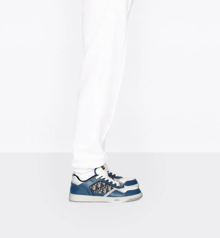 B27 Low-Top Sneaker • Blue, Cream and Dior Gray Smooth Calfskin with Beige and Black Dior Oblique Jacquard