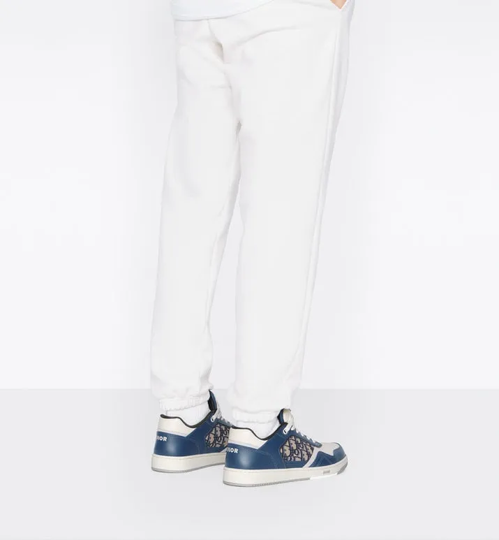 B27 Low-Top Sneaker • Blue, Cream and Dior Gray Smooth Calfskin with Beige and Black Dior Oblique Jacquard