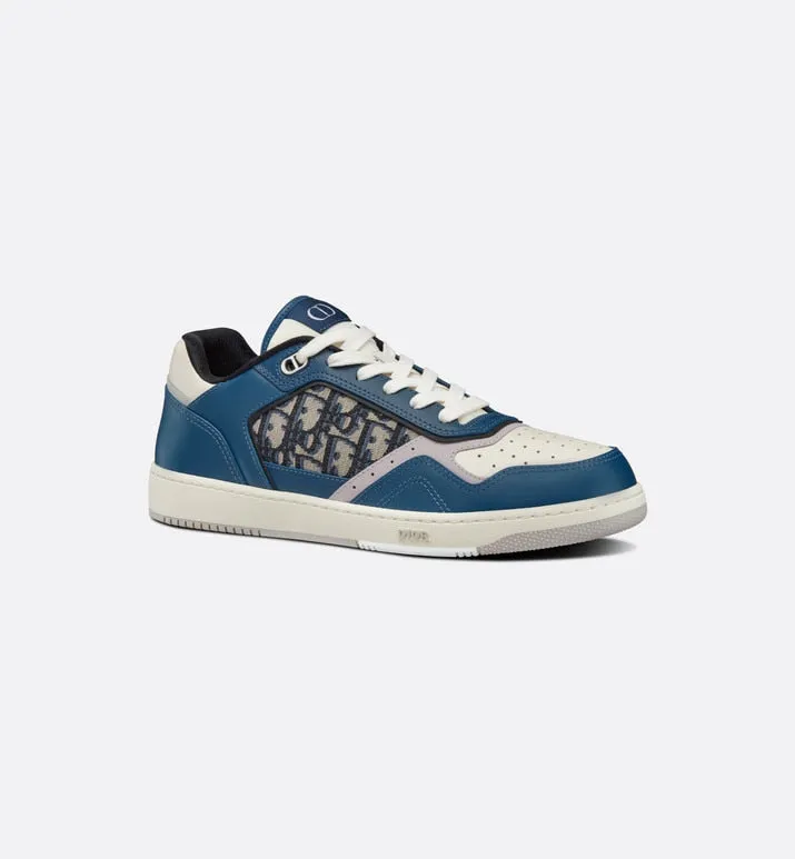 B27 Low-Top Sneaker • Blue, Cream and Dior Gray Smooth Calfskin with Beige and Black Dior Oblique Jacquard