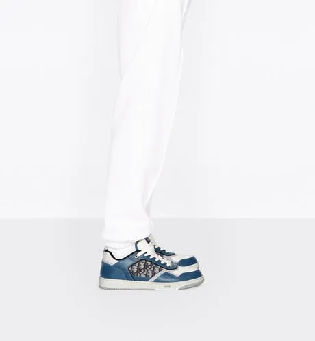 B27 Low-Top Sneaker • Blue, Cream and Dior Gray Smooth Calfskin with Beige and Black Dior Oblique Jacquard