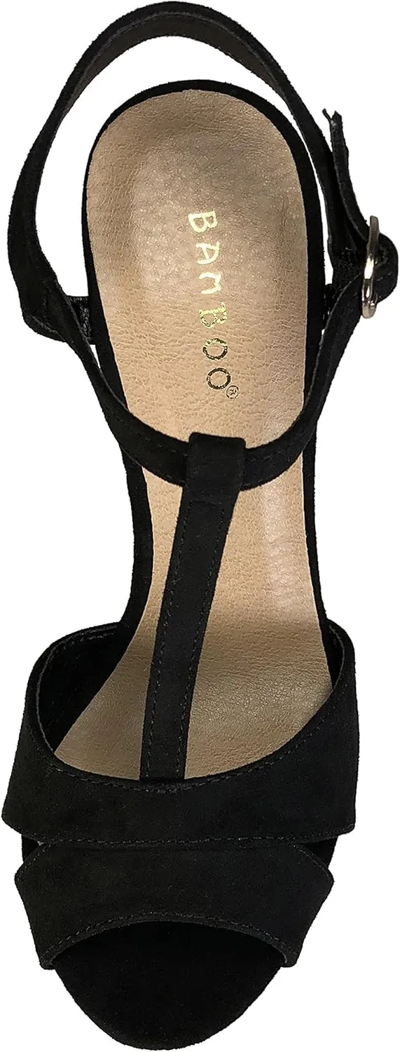 BAMBOO Women's Block Heel Sandal with Ankle Strap