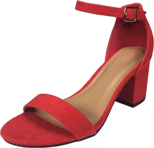 BAMBOO Women's Block Heel Sandal with Ankle Strap
