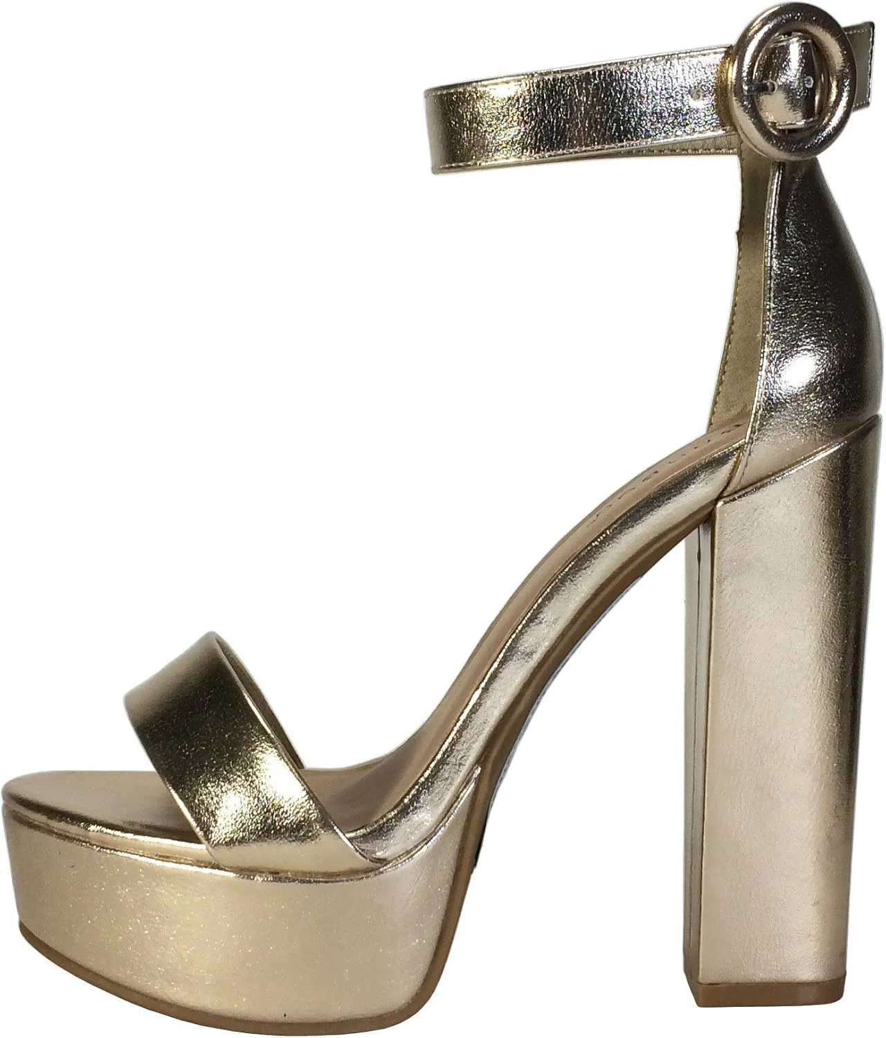 BAMBOO Women's Chunky Heel Platform Sandal with Ankle Strap