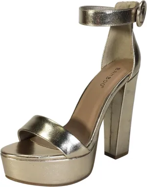 BAMBOO Women's Chunky Heel Platform Sandal with Ankle Strap