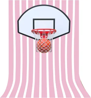 Basketball Photo Backdrop Sports Wall Tapestry Sneaker Photography Background Pink and White Stripes Themed Birthday Party Decorations Banner for Teen Girls, 5x7ft