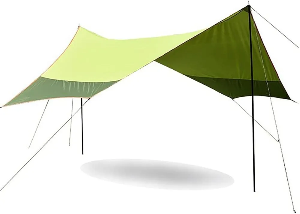 Beach Canopy Sun Shelter,Outdoor Beach Tent,Portable Shade Shelter Tarp,Steel Pipe,Ground Nails,UPF 40  Camping Trips Fishing Backyard Fun Picnics
