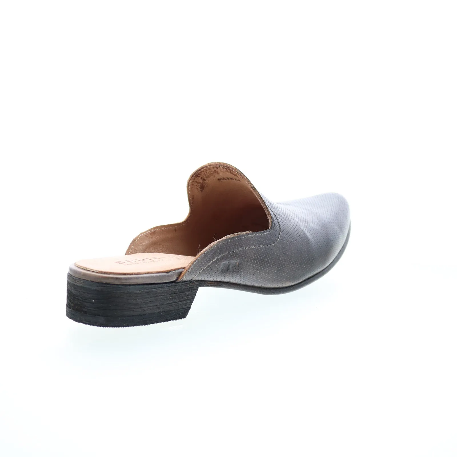 Bed Stu Brenda F392013 Womens Gray Leather Slip On Mules Flats Shoes
