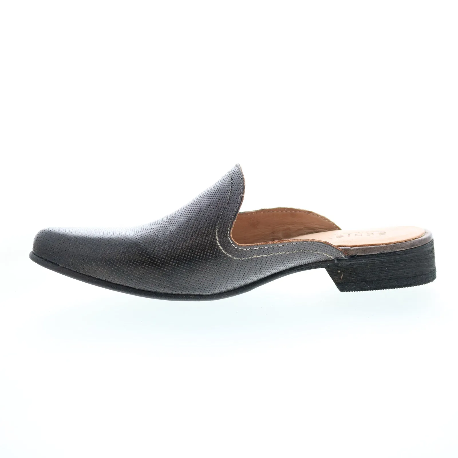 Bed Stu Brenda F392013 Womens Gray Leather Slip On Mules Flats Shoes