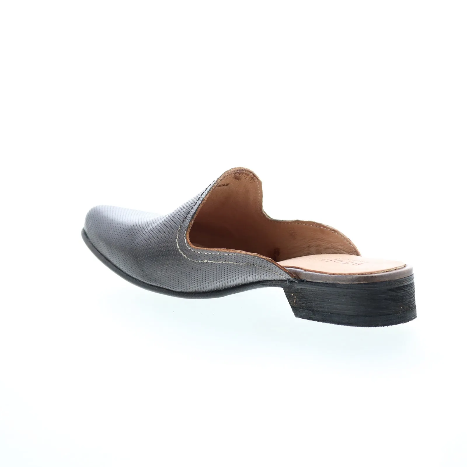 Bed Stu Brenda F392013 Womens Gray Leather Slip On Mules Flats Shoes