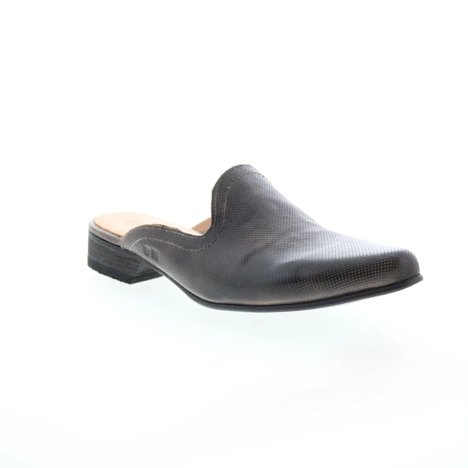 Bed Stu Brenda F392013 Womens Gray Leather Slip On Mules Flats Shoes