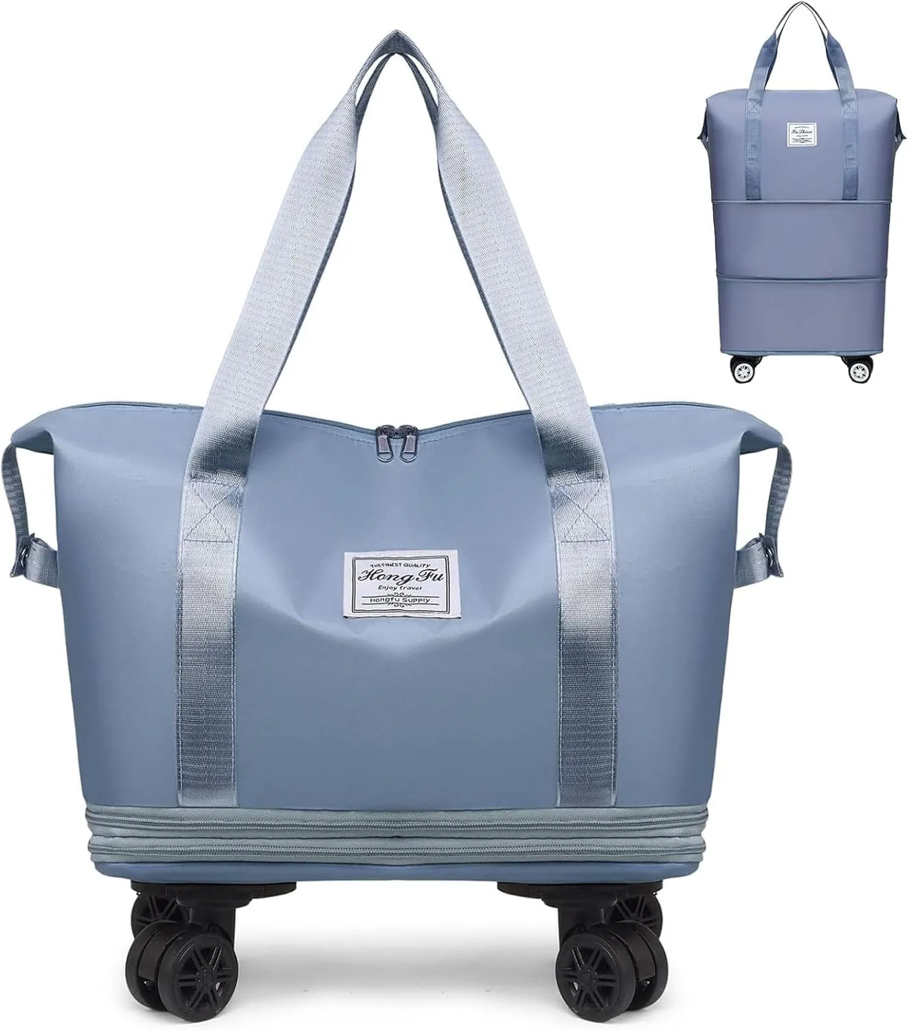 Beente Travel Bag with Wheels - 2025 New Large Capacity Travel Bag - Universal Wheel Removable, Expandable and Foldable (Light Blue,one size)