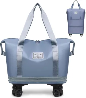 Beente Travel Bag with Wheels - 2025 New Large Capacity Travel Bag - Universal Wheel Removable, Expandable and Foldable (Light Blue,one size)