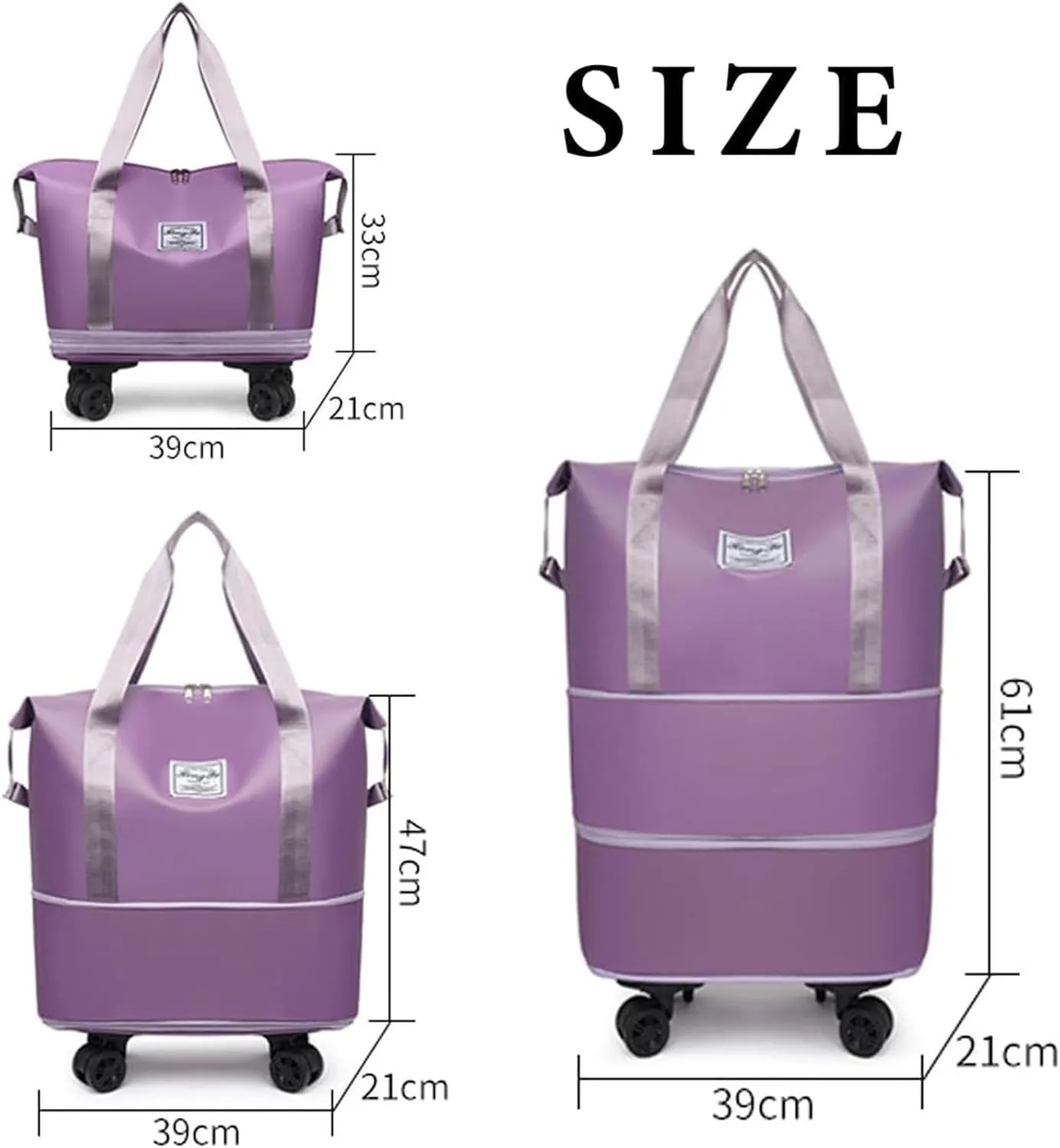 Beente Travel Bag with Wheels - 2025 New Large Capacity Travel Bag - Universal Wheel Removable, Expandable and Foldable (Light Blue,one size)