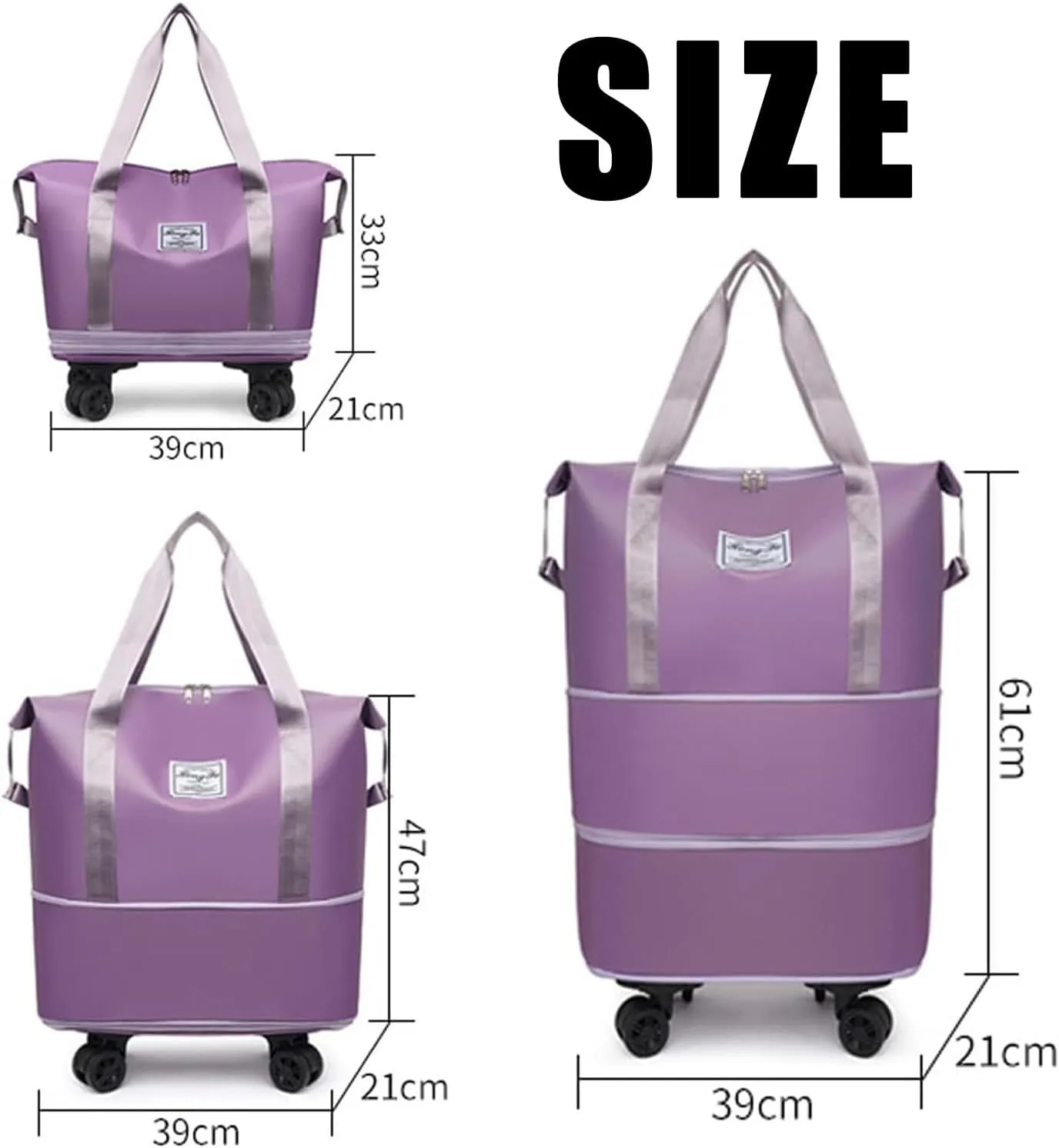 Beente Travel Bag with Wheels, 2025 New Large Capacity Travel Bag with Removable Wheels (Green,One Size)