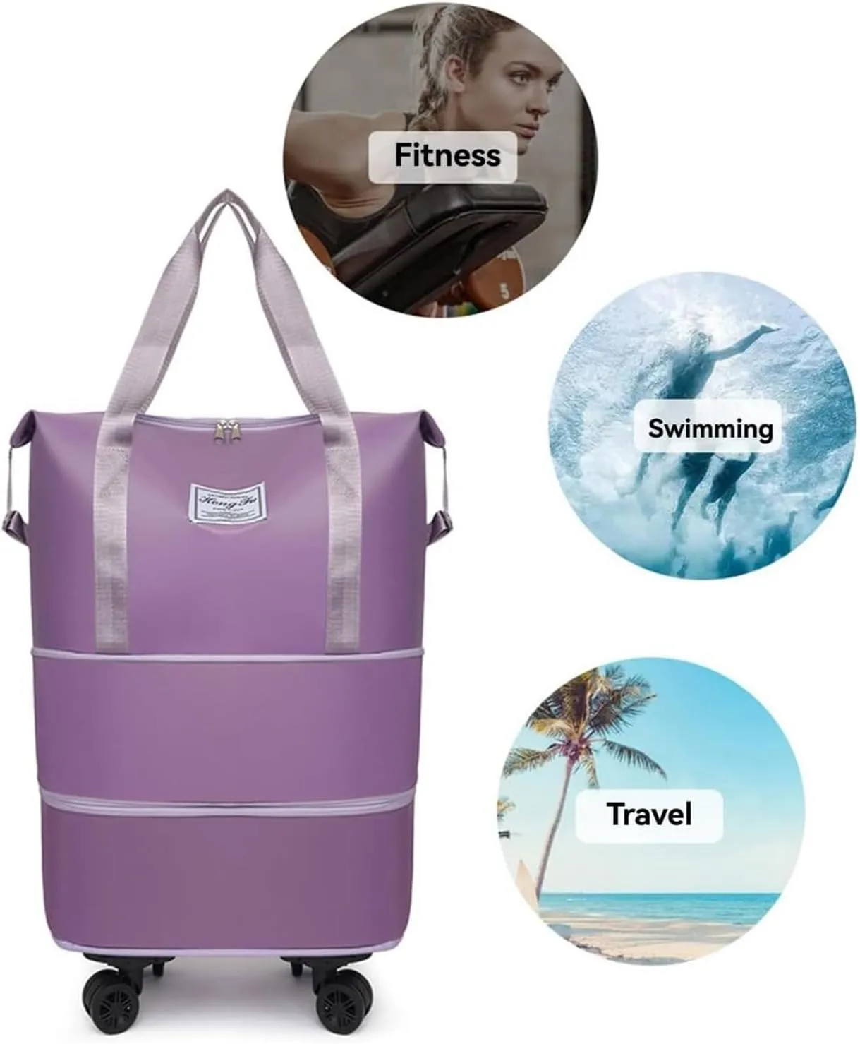 Beente Travel Bag with Wheels, 2025 New Large Capacity Travel Bag with Removable Wheels (Green,One Size)