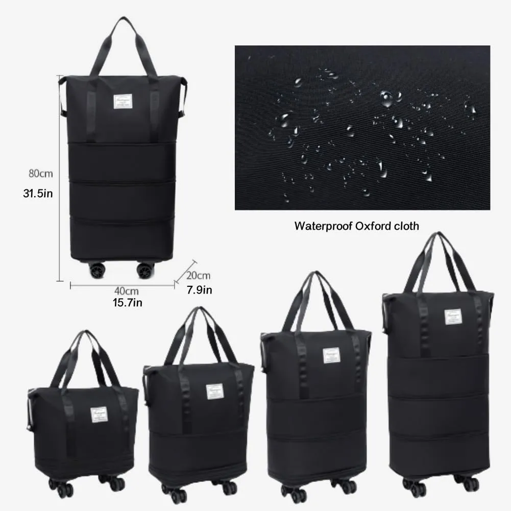 Beente Travel Bag with Wheels, Large Capacity Travel Bag, Waterproof ＆ Thickened Three-Layer Silent Disassembly Wheel (Light Purple)