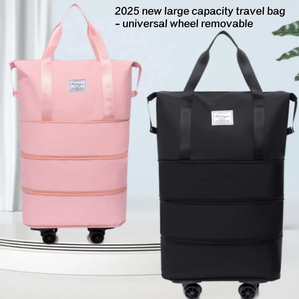 Beente Travel Bag with Wheels, Large Capacity Travel Bag, Waterproof ＆ Thickened Three-Layer Silent Disassembly Wheel (Light Purple)