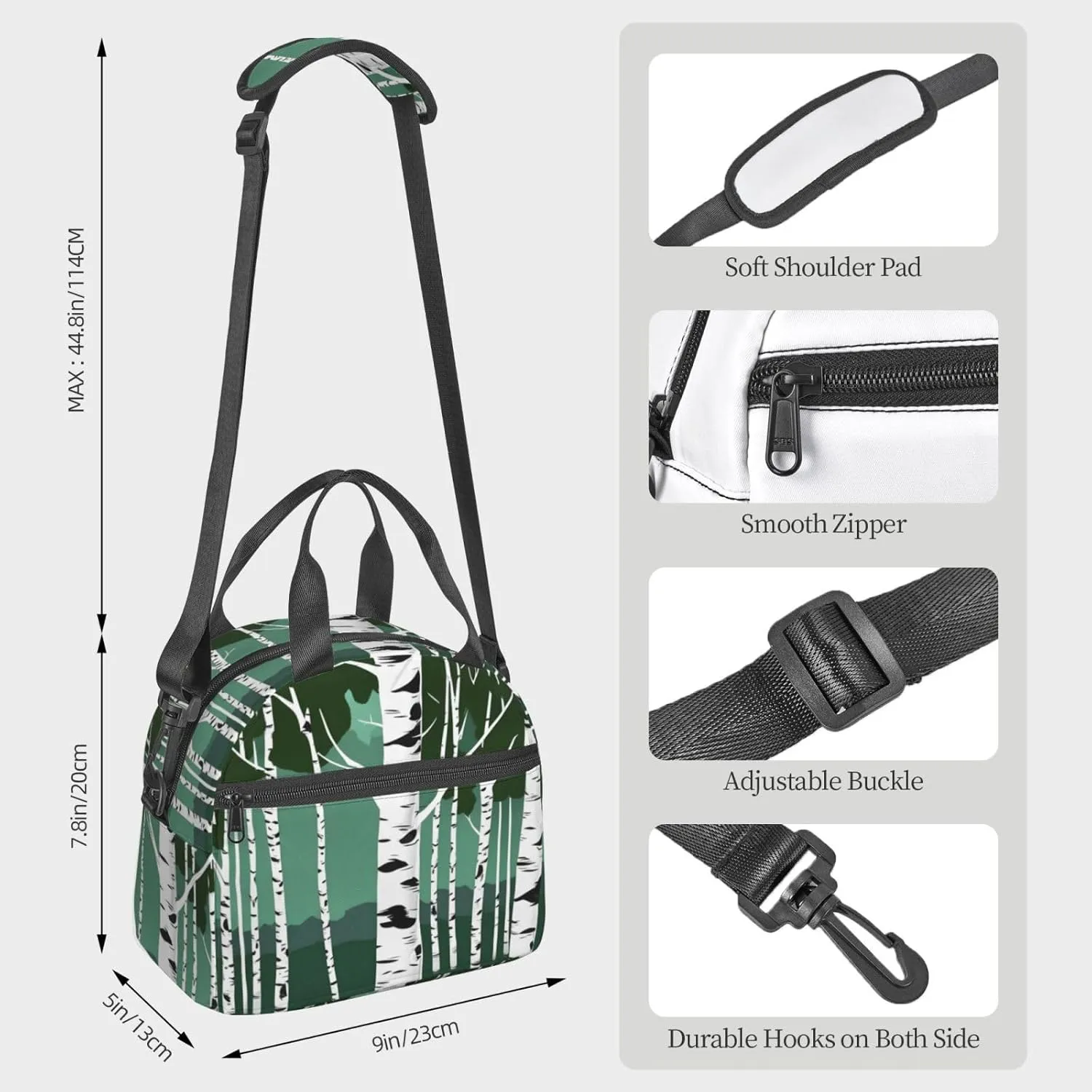 Birch Trees Insulated Lunch Bag Lunch Box For Women Men Reusable Tote For Office Gym Outings