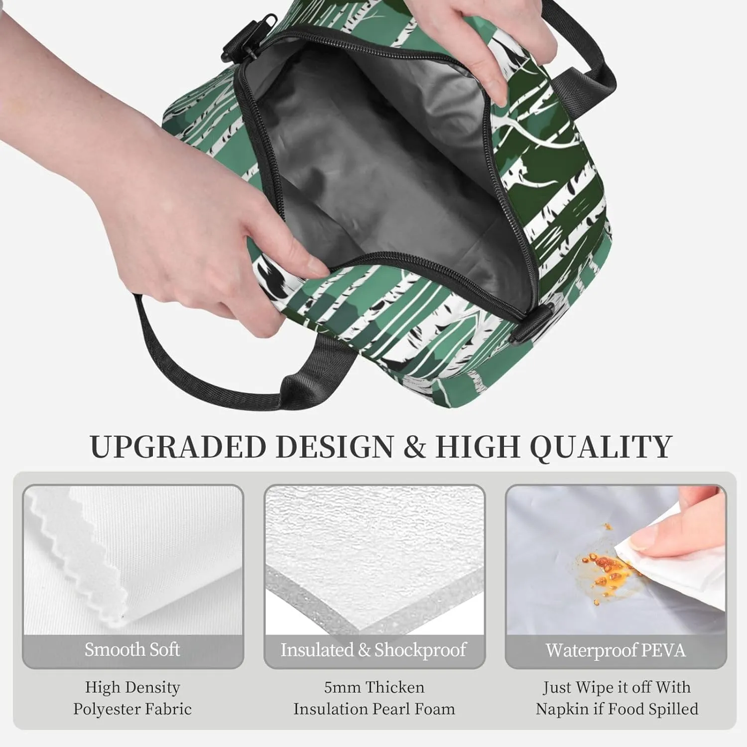 Birch Trees Insulated Lunch Bag Lunch Box For Women Men Reusable Tote For Office Gym Outings