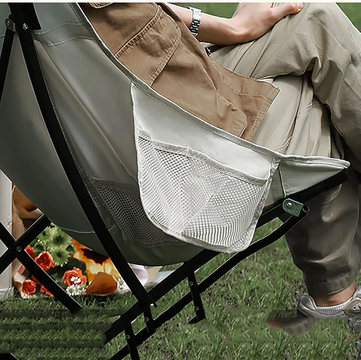 BK&MF Outdoor Folding Camping Chair,Portable Lightweight Reclining Lounge Chair Chair Beach Camp Chair with Cup Holder for Storage and Travel,B,60x40x75cm(24x16x30inch)