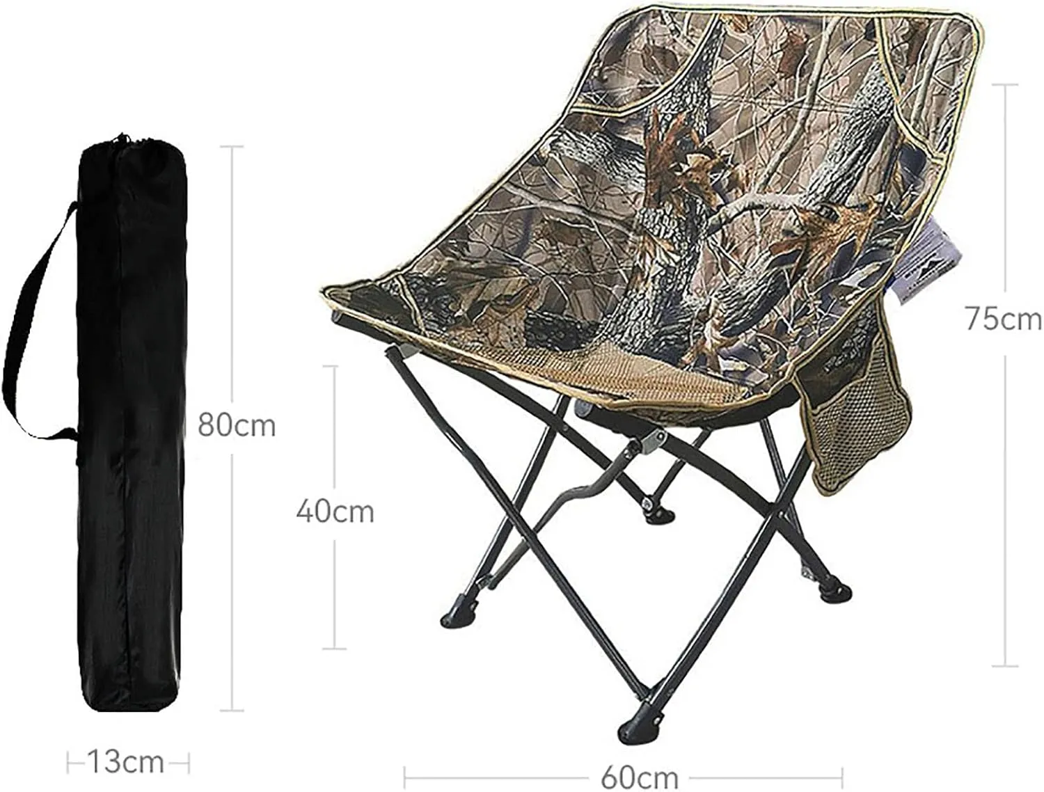 BK&MF Outdoor Folding Camping Chair,Portable Lightweight Reclining Lounge Chair Chair Beach Camp Chair with Cup Holder for Storage and Travel,B,60x40x75cm(24x16x30inch)