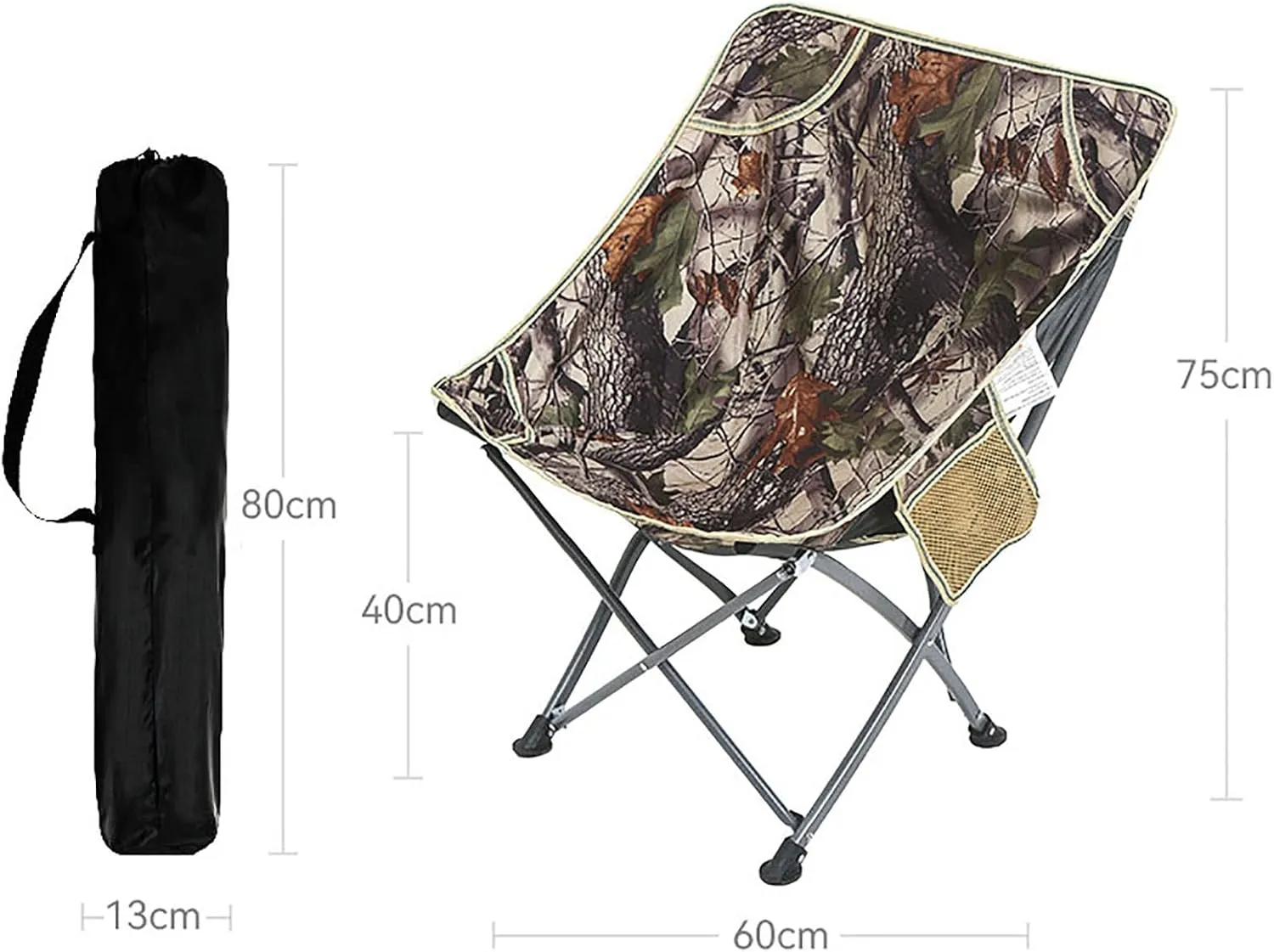 BK&MF Outdoor Folding Camping Chair,Portable Lightweight Reclining Lounge Chair Chair Beach Camp Chair with Cup Holder for Storage and Travel,E,60x40x75cm(24x16x30inch)