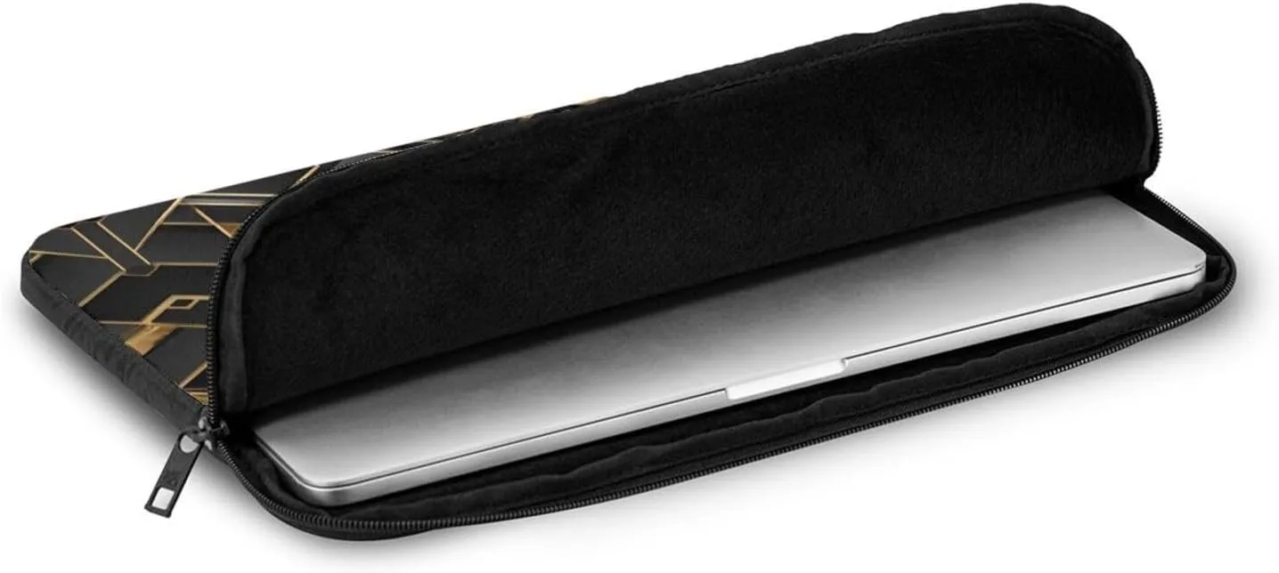 Black and Gold Plaid 2 Pattern Shockproof Portable Laptop 13 inch Sleeve Bag for Men and Women - Ideal for Business Travel, School, and Daily Use