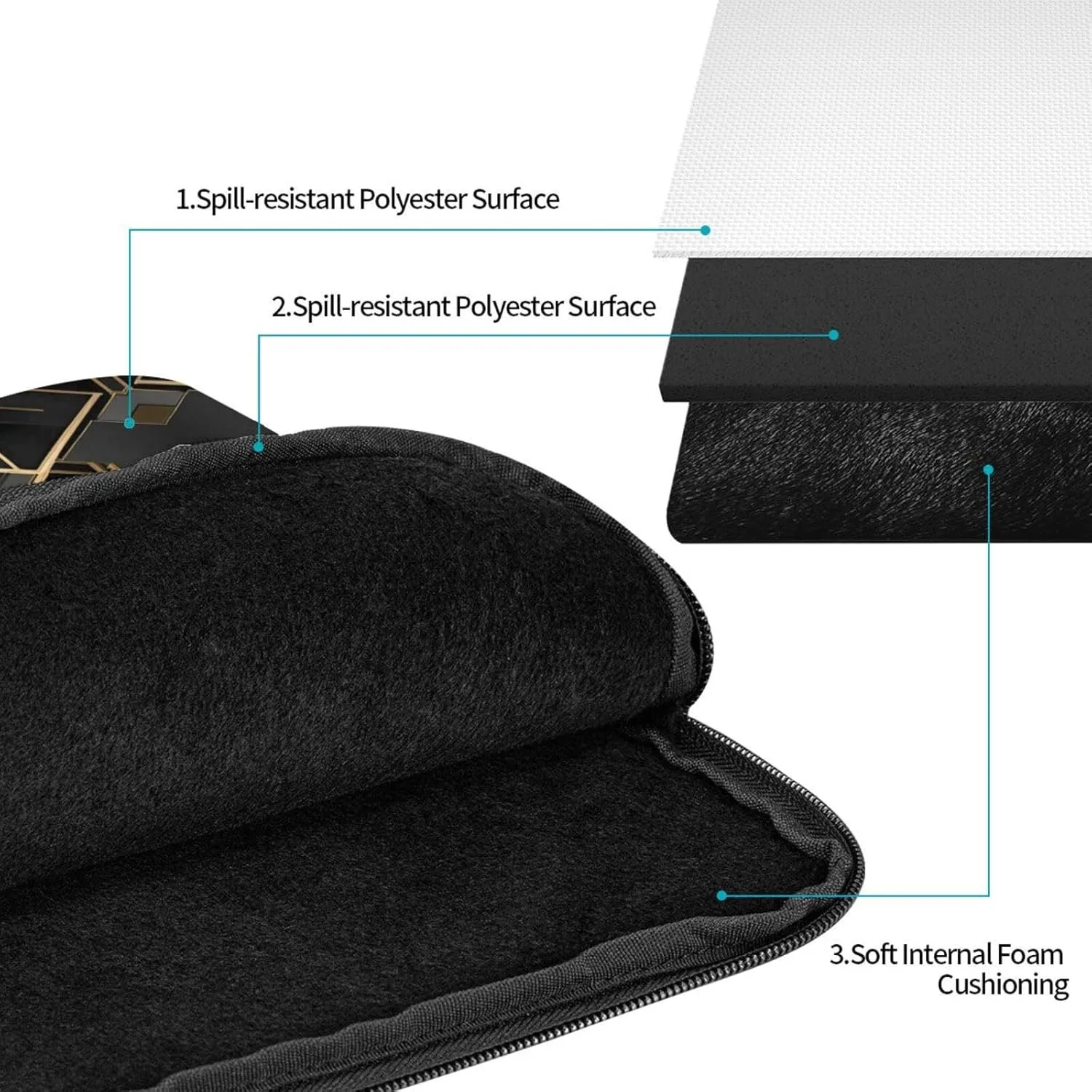 Black and Gold Plaid 2 Pattern Shockproof Portable Laptop 13 inch Sleeve Bag for Men and Women - Ideal for Business Travel, School, and Daily Use