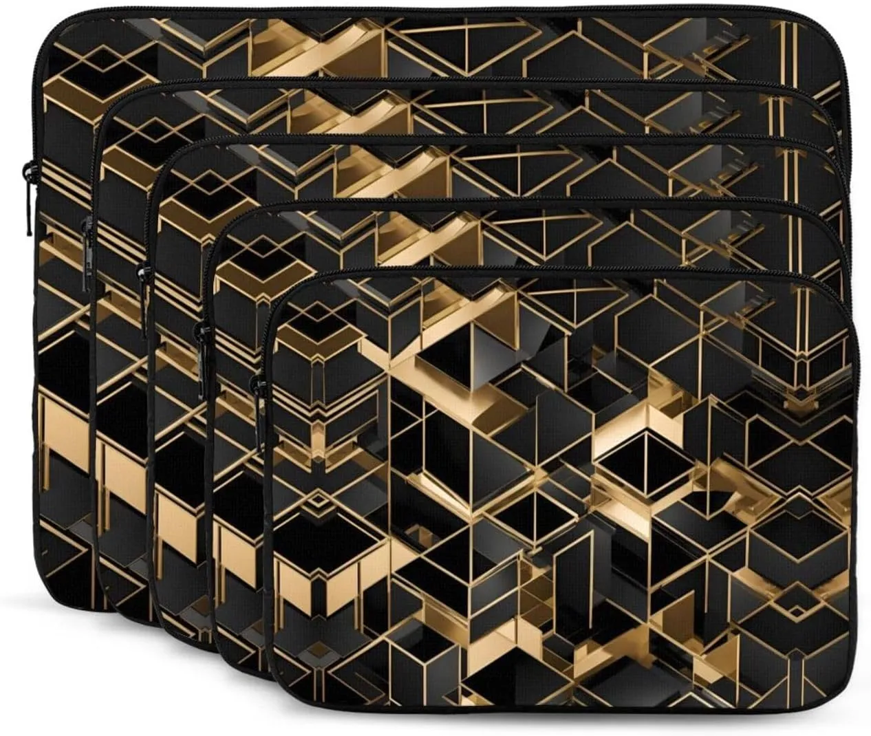 Black and Gold Plaid 2 Pattern Shockproof Portable Laptop 13 inch Sleeve Bag for Men and Women - Ideal for Business Travel, School, and Daily Use