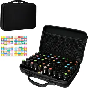 BLIRITEL 60 Bottles EVA Essential Oils Organizer, Hard Shell Essential Oil Storage Carrying Case, Essential Oils Holder Traveling Bag with Foam Insert, Holds 5ml,10ml,15ml Essential Oils (Black)