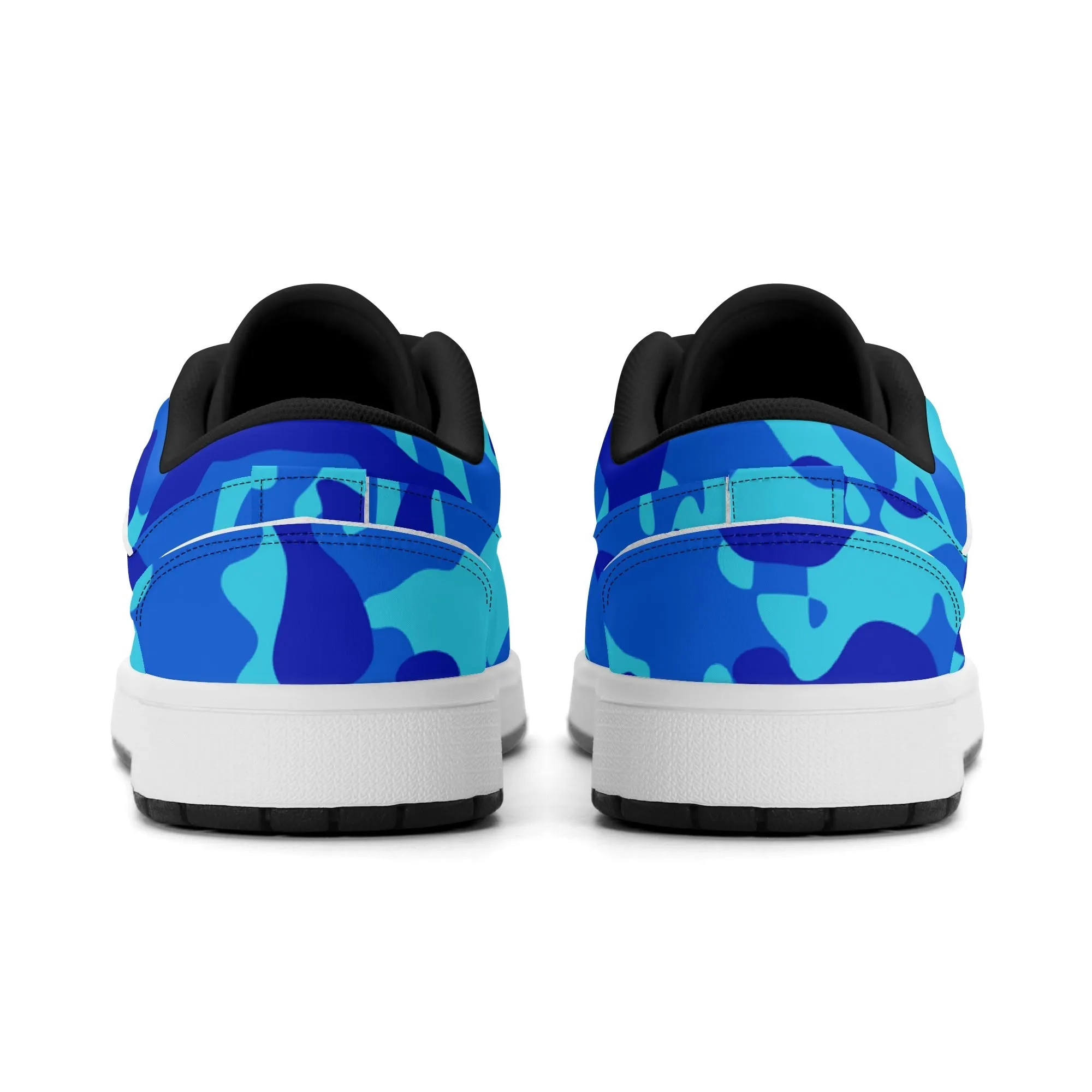 Blue Camouflage Low Top Leder Sneaker für Damen