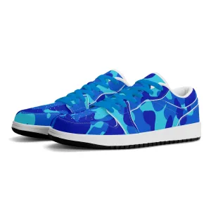 Blue Camouflage Low Top Leder Sneaker für Damen