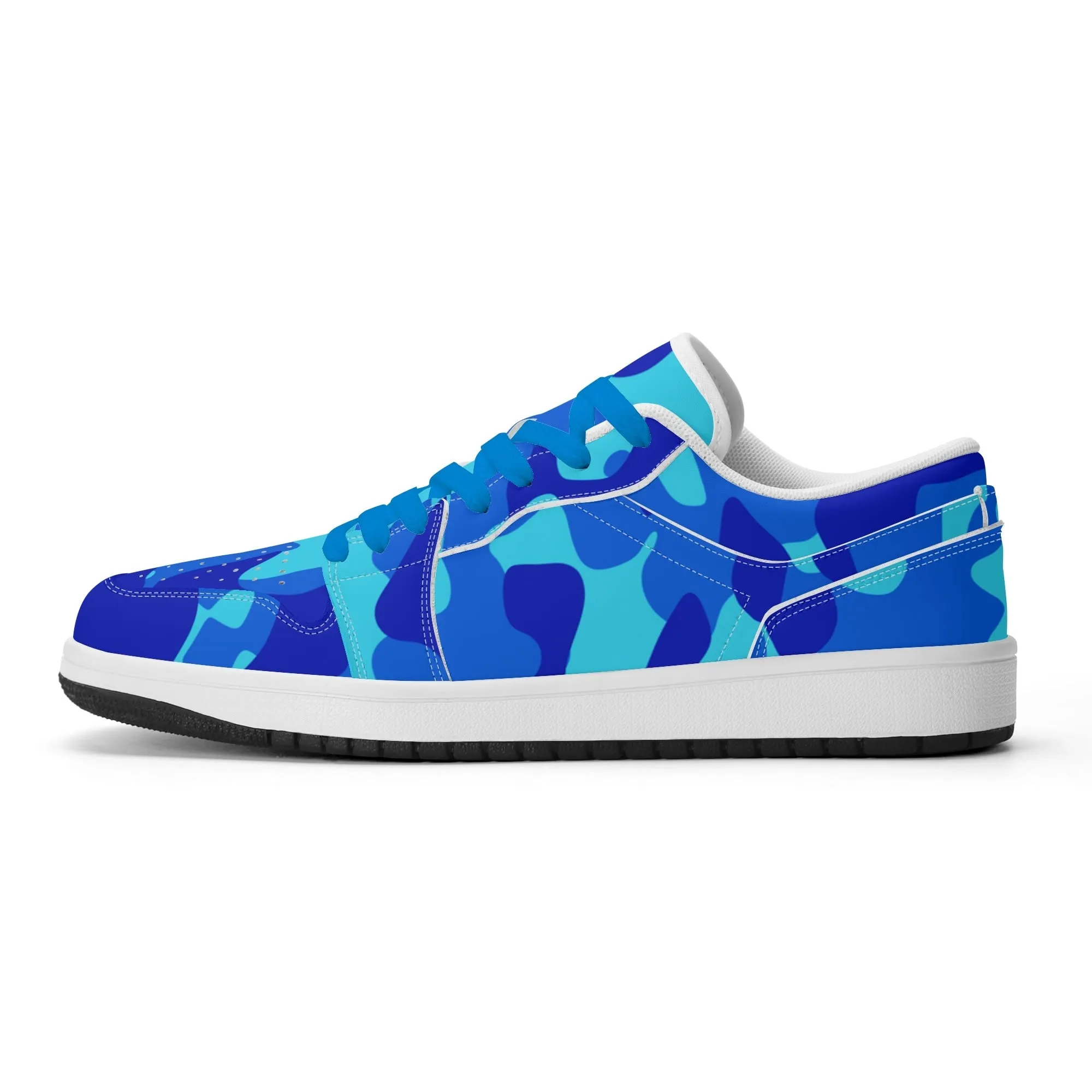 Blue Camouflage Low Top Leder Sneaker für Damen
