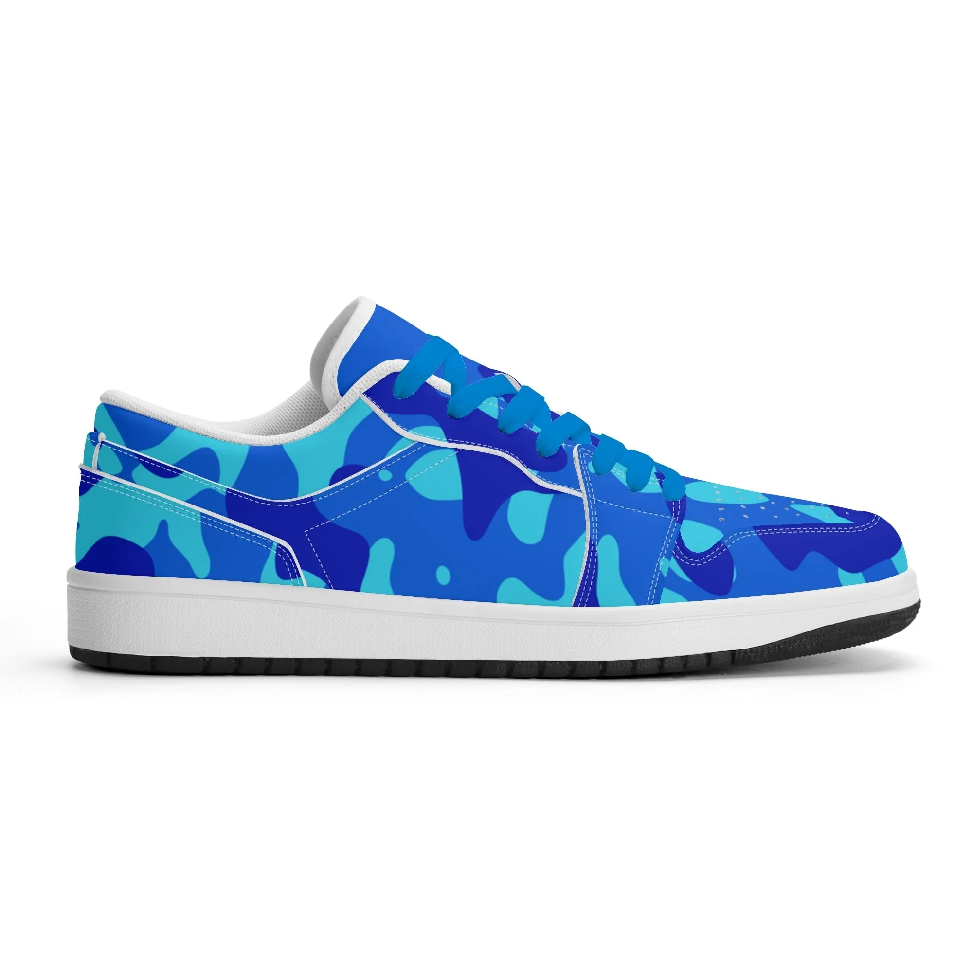 Blue Camouflage Low Top Leder Sneaker für Damen