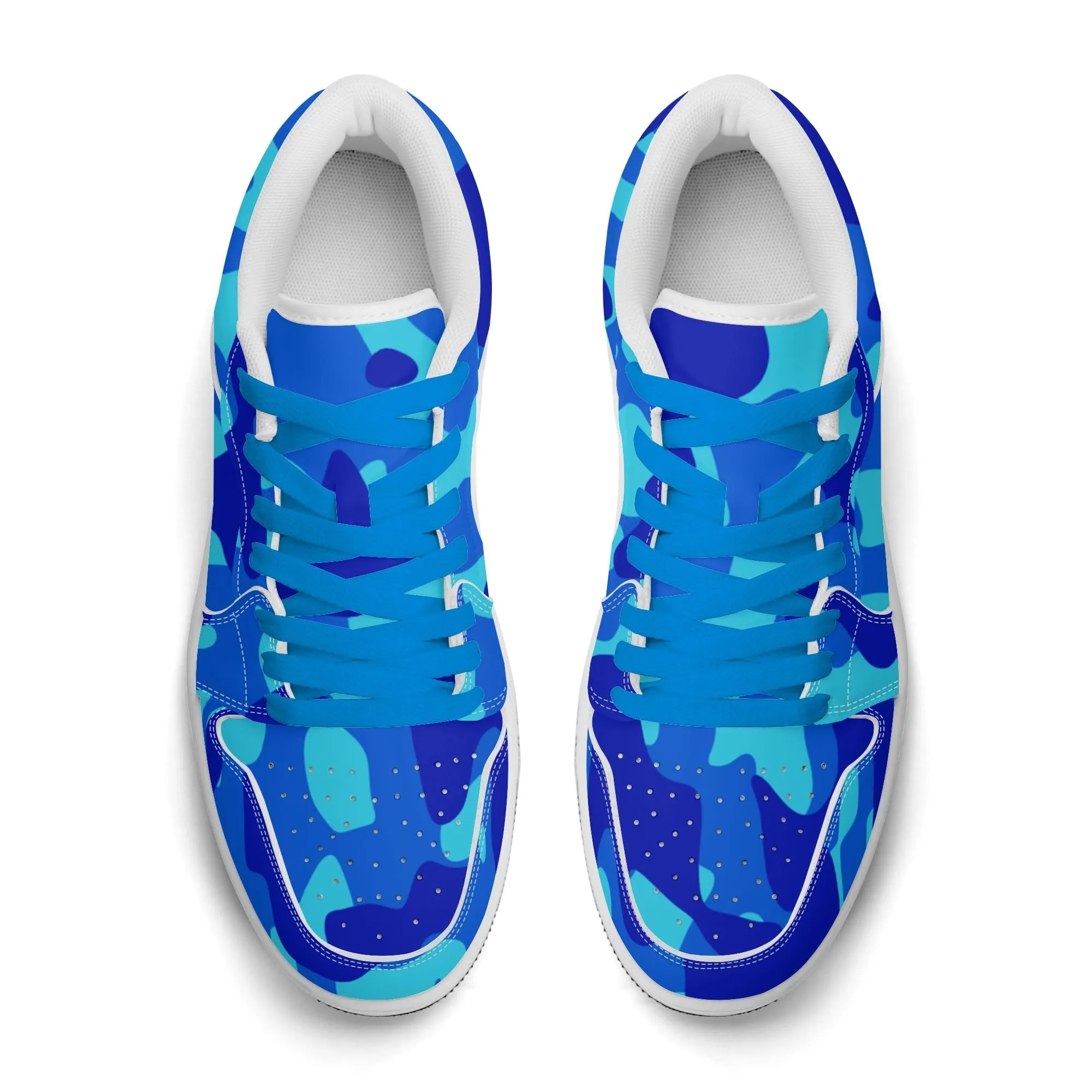 Blue Camouflage Low Top Leder Sneaker für Damen