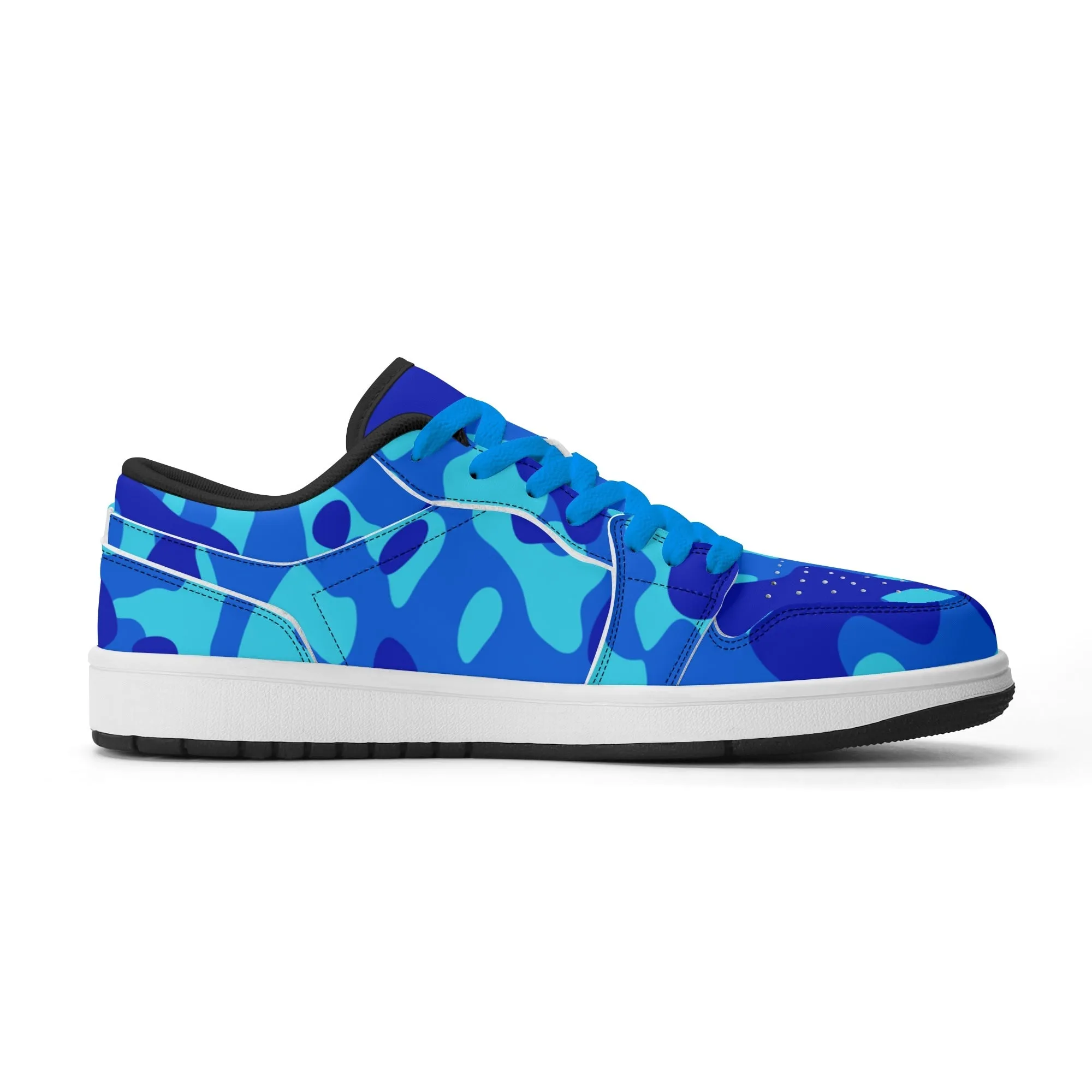 Blue Camouflage Low Top Leder Sneaker für Damen