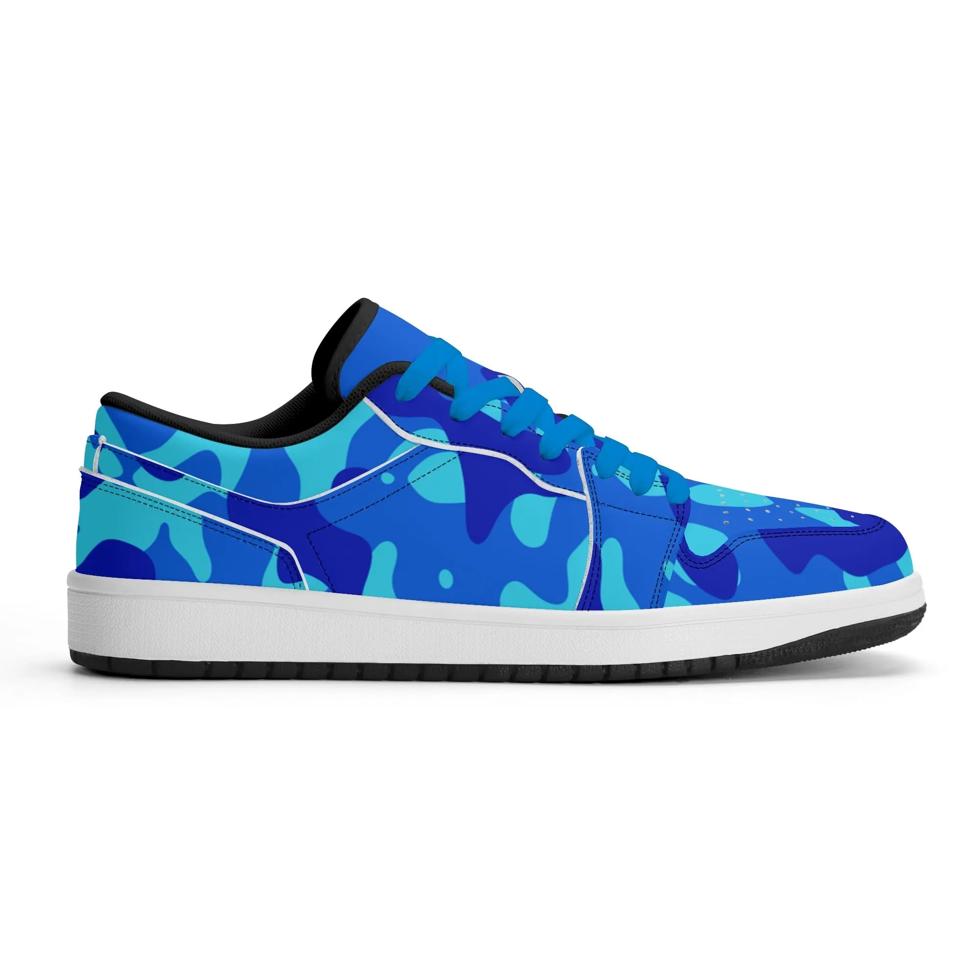 Blue Camouflage Low Top Leder Sneaker für Damen