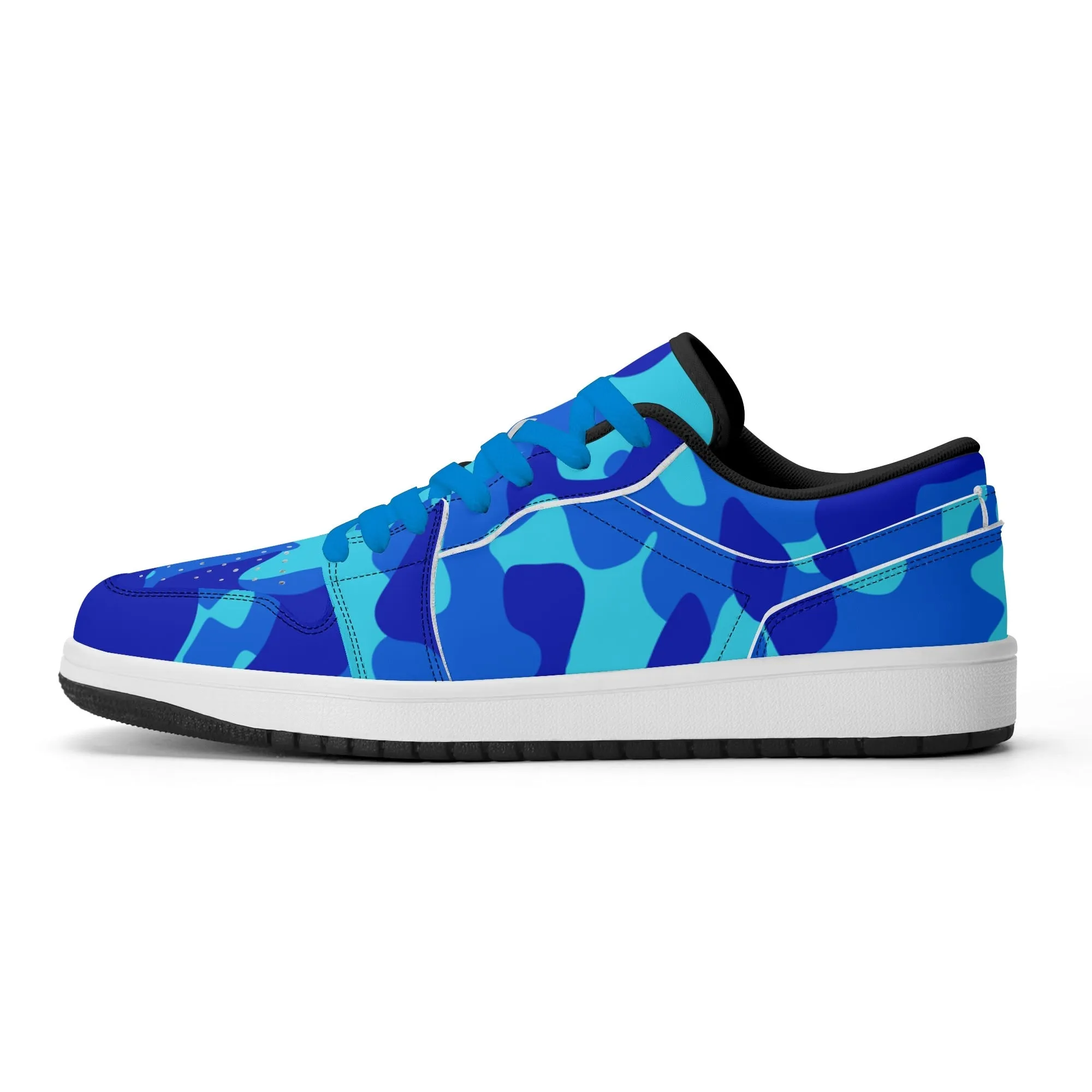 Blue Camouflage Low Top Leder Sneaker für Damen